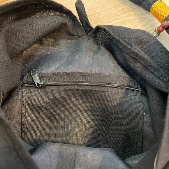 Artisan Thai Boho Bag Purple/green with black Cotton-strap Wooden Beads & Button - Picture 8 of 13